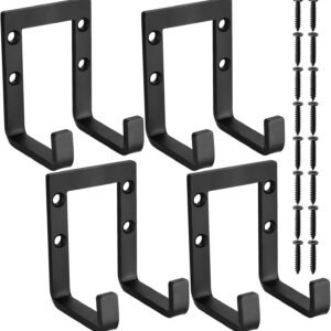 HAOCHEN 4 Pcs Heavy Duty Garage Hooks, Garage Storage Utility Hooks, Wall Mounted Tool Hooks for Shed Storage Double Hooks, Wall Hooks Van Ladder Hooks Hanger for Hanging Power Tools Bulk Items