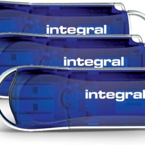 Integral 64GB 3-pack USB 2.0 Flash Drive Courier Blue