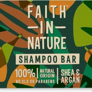 Faith In Nature Natural Shea and Argan Shampoo Bar, Nourishing, Vegan and Cruelty Free, No SLS or Parabens, For Dry to Very Dry Hair, 85 g