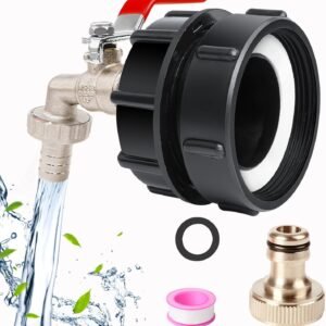 IBC Tank Fittings -IBC Tank Adapter 2.44"(62mm) Fine Thread 275-330 Gallon Water Tank Adapter for Garden Hose Connector Leakproof IBC Tote Valve Brass IBC Tote Tank Hose Adapter