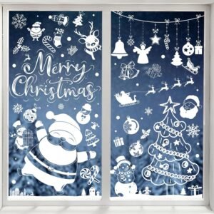 Christmas Window Stickers 300pcs Christmas Window Decorations Snowflake Xmas Window Stickers Reusable Christmas Decorations for Window Home Office Decor